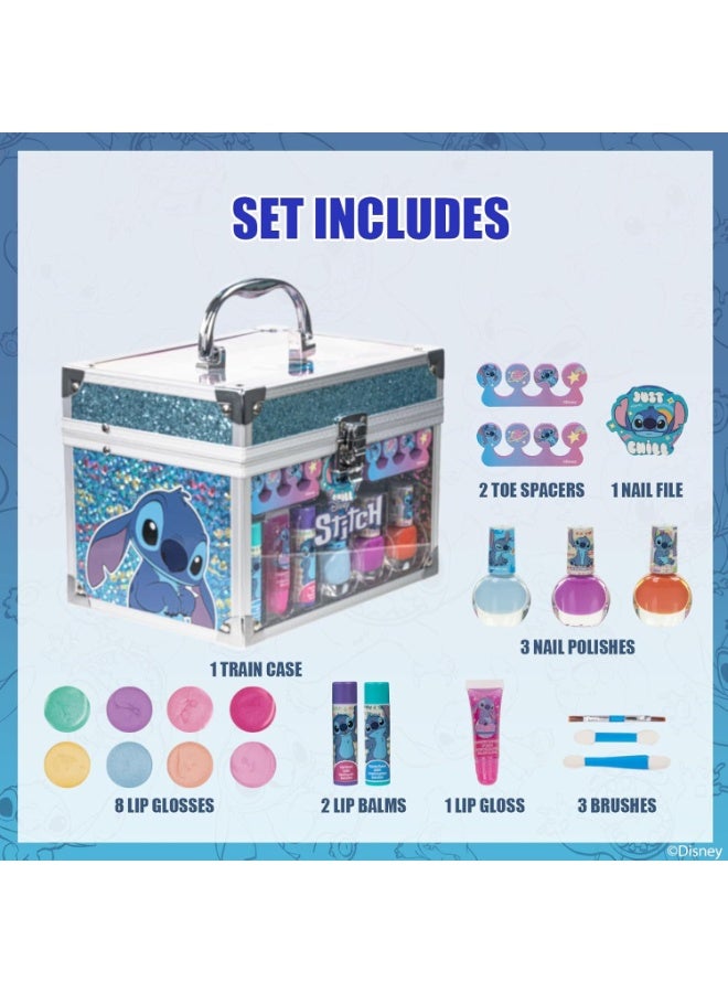 Stitch Train Case Beauty Set, Kids Makeup Kit for Girls, Real Washable Makeup Set, Play Makeup, Party Favor, Birthday, Ages 3 4 5 6 7 8 9 10 11 12 by Townley Girl - Image 2